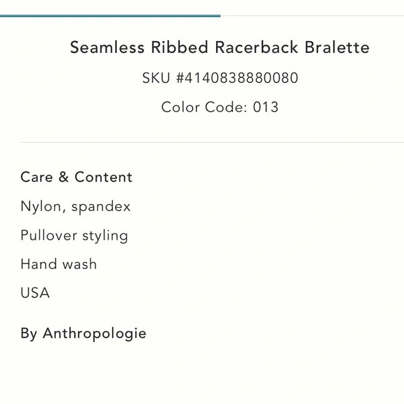 Anthropologie Seamless Ribbed racerback Bralette in Light Sand - Picture 4 of 6